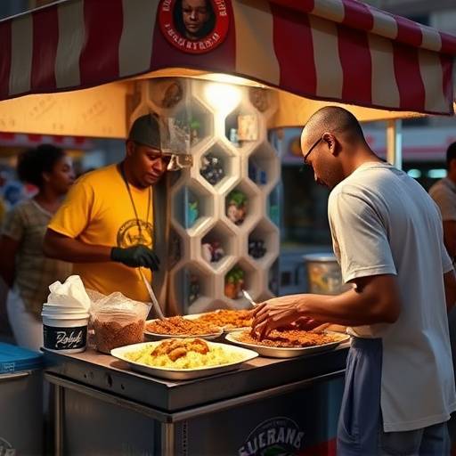 A street food vendor in Durban, South Africa, selling bunny chow