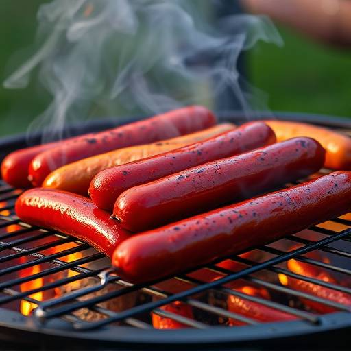 Boerewors, a coiled South African sausage grilling on a braai (barbecue), with smoke rising.
