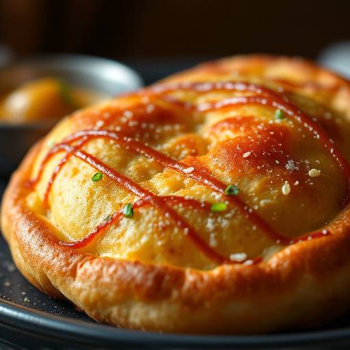 Golden-brown Vetkoek, a deep-fried dough bread